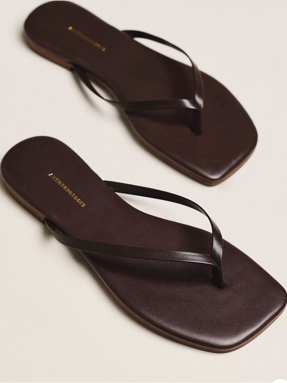 By Anthropologie Women’s Brown Square-Toe Flip-Flops Sandals 9 NWT Casual Chic